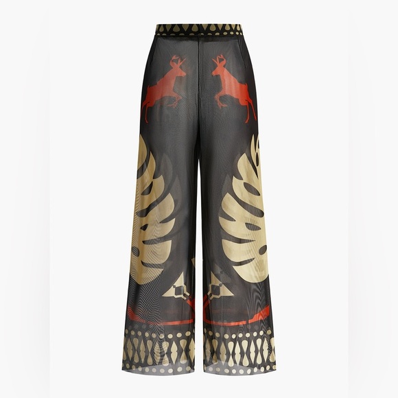 Commense Sheer Printed Wide-Leg Beach Pants Coverup - Picture 2 of 4